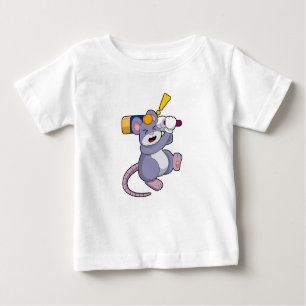 Mouse at Cricket with Cricket bat Baby T-Shirt