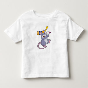 Mouse at Cricket with Cricket bat Toddler T-shirt