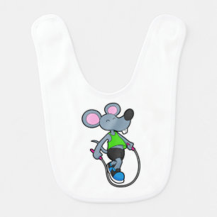 Mouse at Fitness with Rope Baby Bib