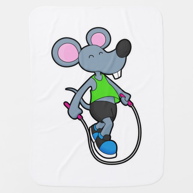 Mouse at Fitness with Rope Baby Blanket (Front)