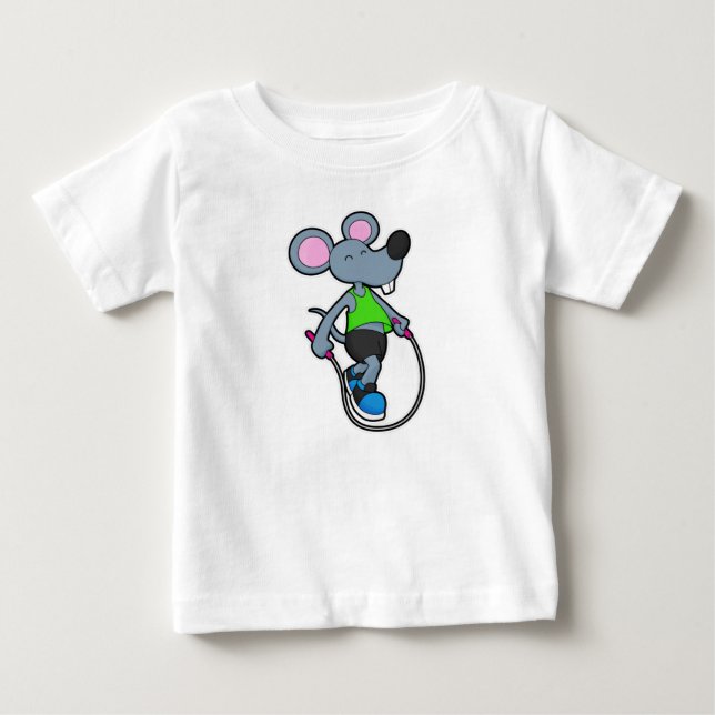 Mouse at Fitness with Rope Baby T-Shirt (Front)
