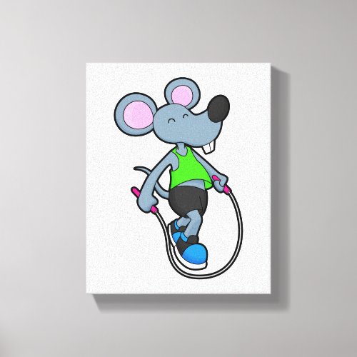 Mouse at Fitness with Rope Canvas Print