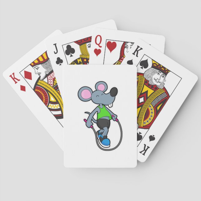 Mouse at Fitness with Rope Poker Cards (Back)