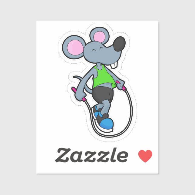 Mouse at Fitness with Rope Sticker (Sheet)