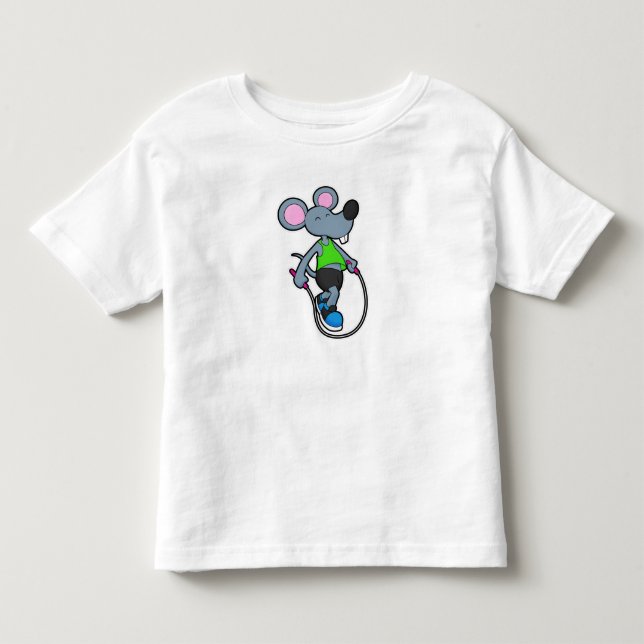 Mouse at Fitness with Rope Toddler T-shirt (Front)