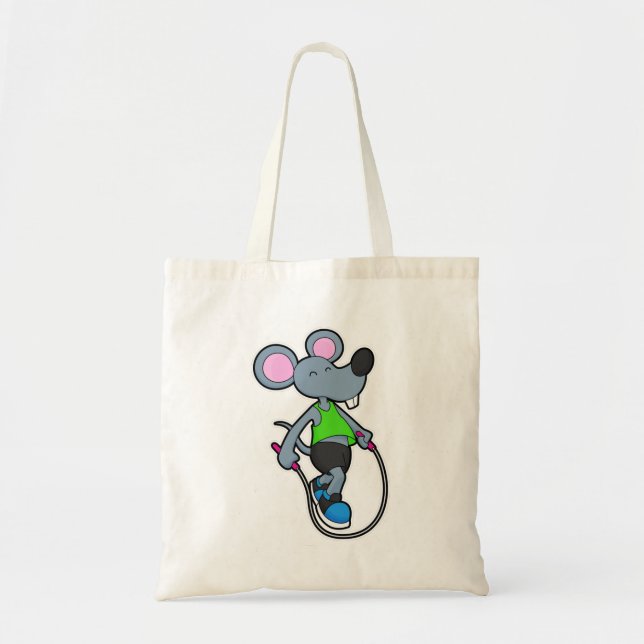 Mouse at Fitness with Rope Tote Bag (Front)