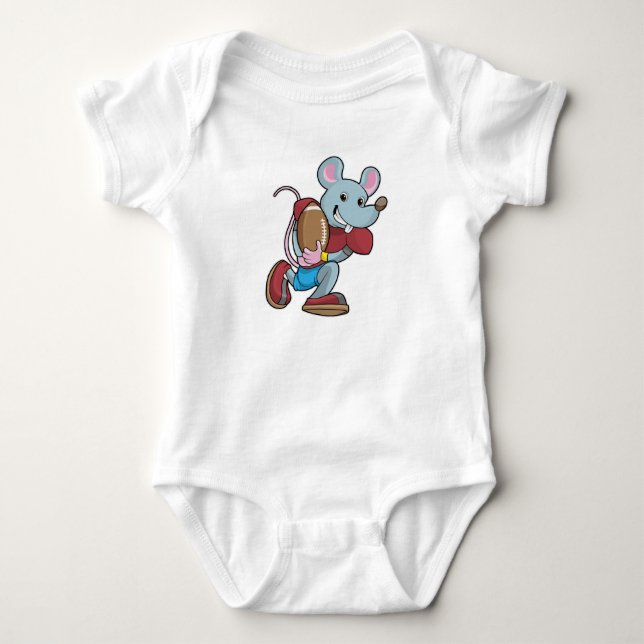 Mouse at Football with Equipment Baby Bodysuit (Front)