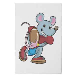 Mouse at Football with Equipment Faux Canvas Print