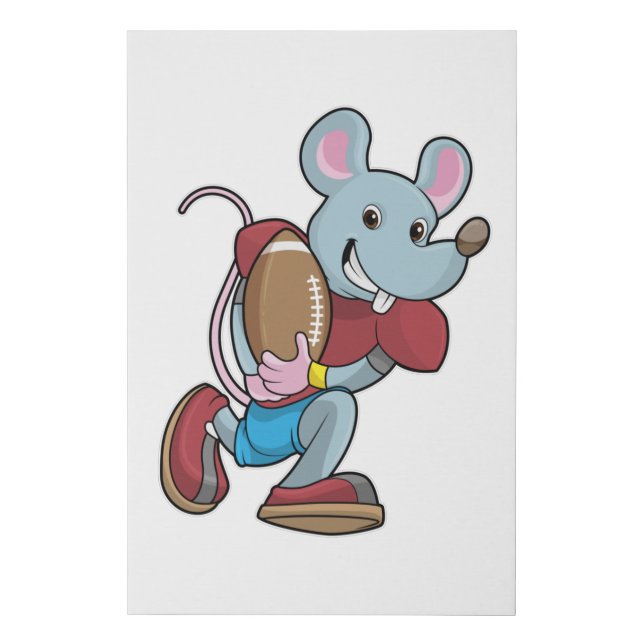 Mouse at Football with Equipment Faux Canvas Print (Front)