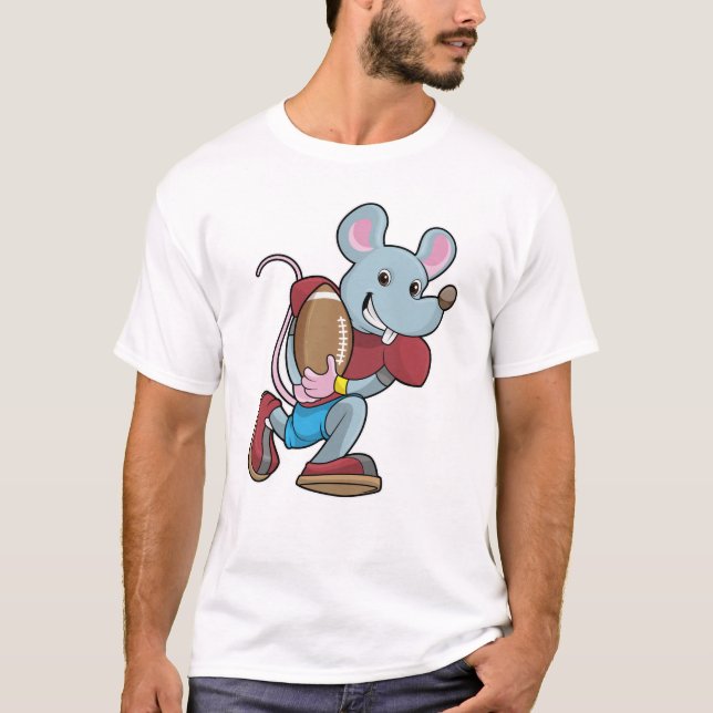 Mouse at Football with Equipment T-Shirt (Front)