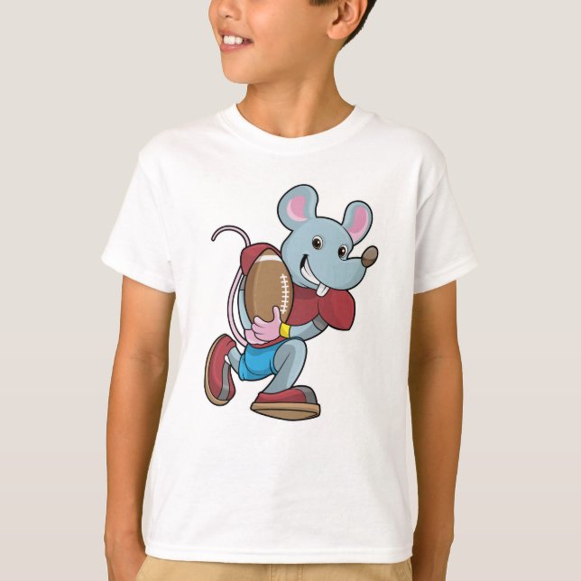 Mouse at Football with Equipment T-Shirt (Front)
