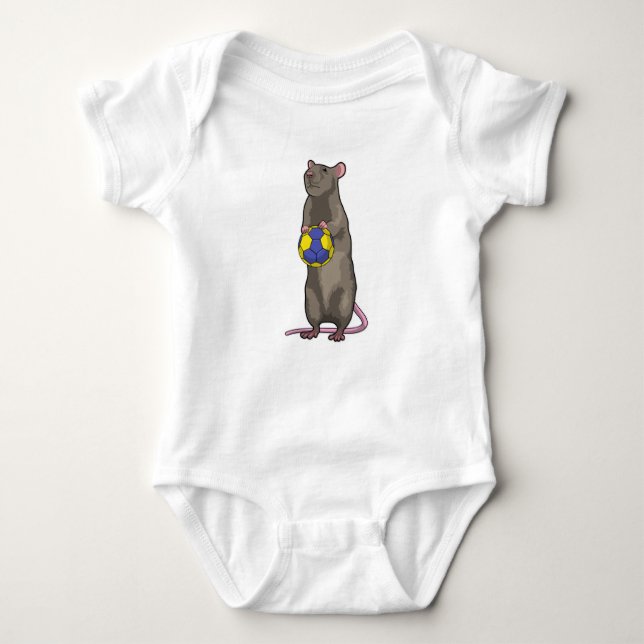 Mouse at Handball Sports Baby Bodysuit (Front)