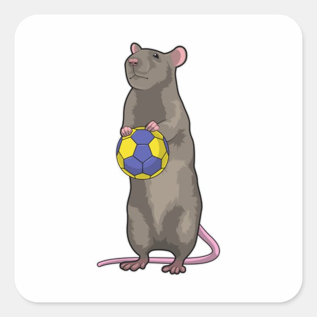 Mouse at Handball Sports Square Sticker (Front)