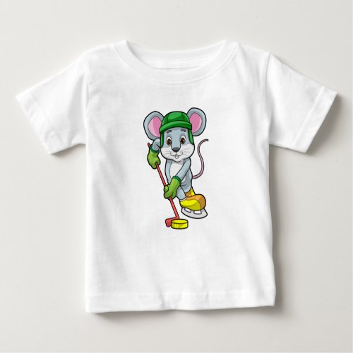 Mouse at Ice hockey with Hockey stick Baby T_Shirt