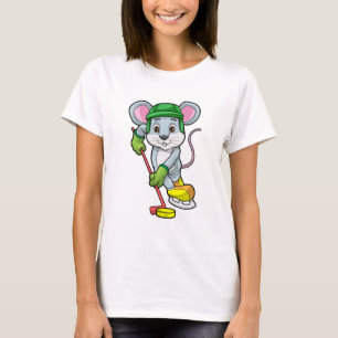 Mouse at Ice hockey with Hockey stick T-Shirt