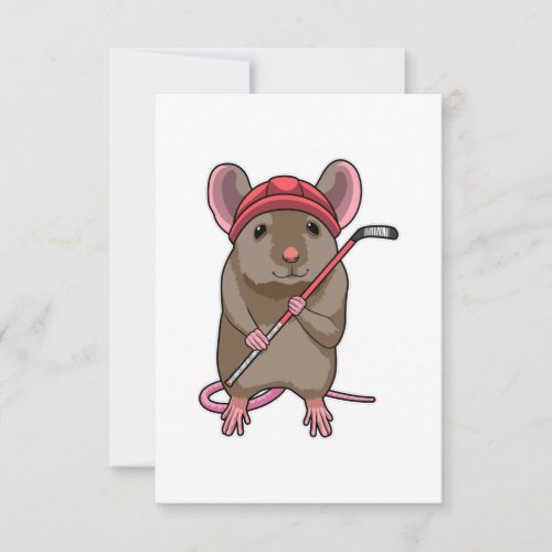 Mouse at Ice hockey with Ice hockey stick