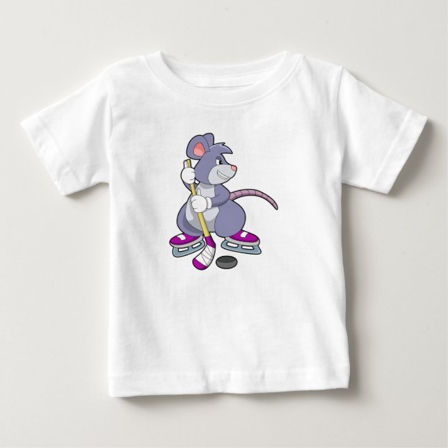Mouse at Ice hockey with Ice hockey stick Baby T-Shirt (Front)
