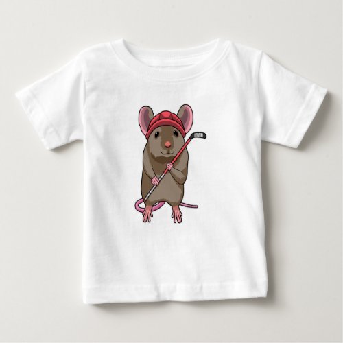 Mouse at Ice hockey with Ice hockey stick Baby T_Shirt