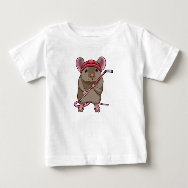 Mouse at Ice hockey with Ice hockey stick Baby T-Shirt (Front)