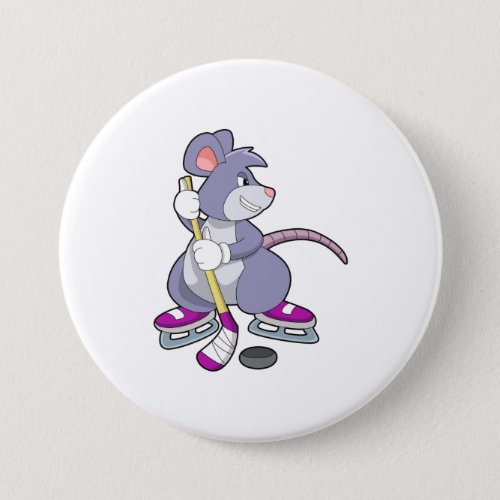 Mouse at Ice hockey with Ice hockey stick Button