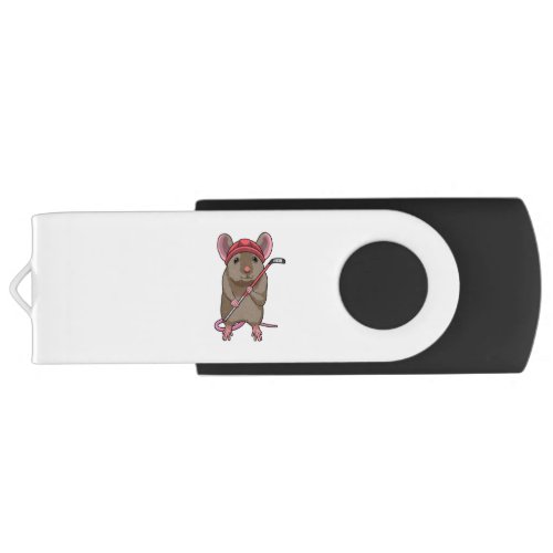 Mouse at Ice hockey with Ice hockey stick Flash Drive