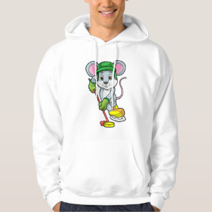 Mouse at Ice hockey with Ice hockey stick Hoodie
