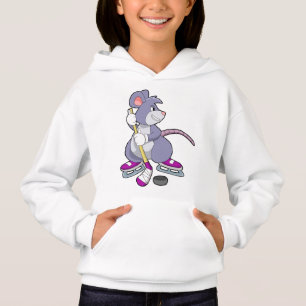 Mouse at Ice hockey with Ice hockey stick Hoodie