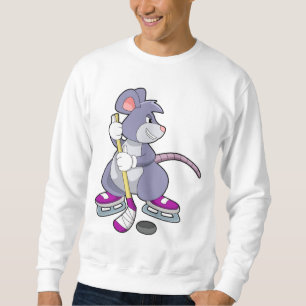 Mouse at Ice hockey with Ice hockey stick Sweatshirt