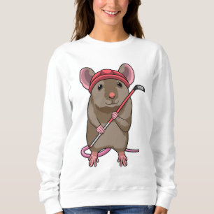 Mouse at Ice hockey with Ice hockey stick Sweatshirt