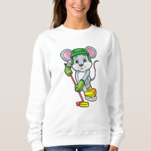 Mouse at Ice hockey with Ice hockey stick Sweatshirt