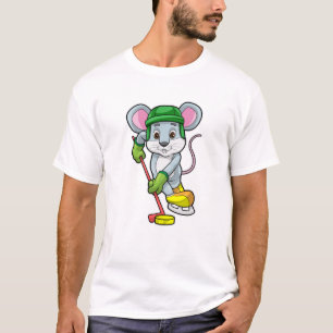 Mouse at Ice hockey with Ice hockey stick T-Shirt