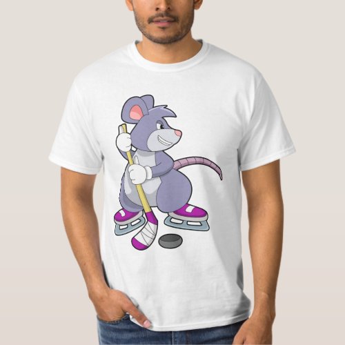 Mouse at Ice hockey with Ice hockey stick T_Shirt