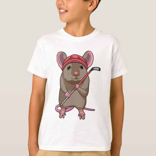 Mouse at Ice hockey with Ice hockey stick T_Shirt