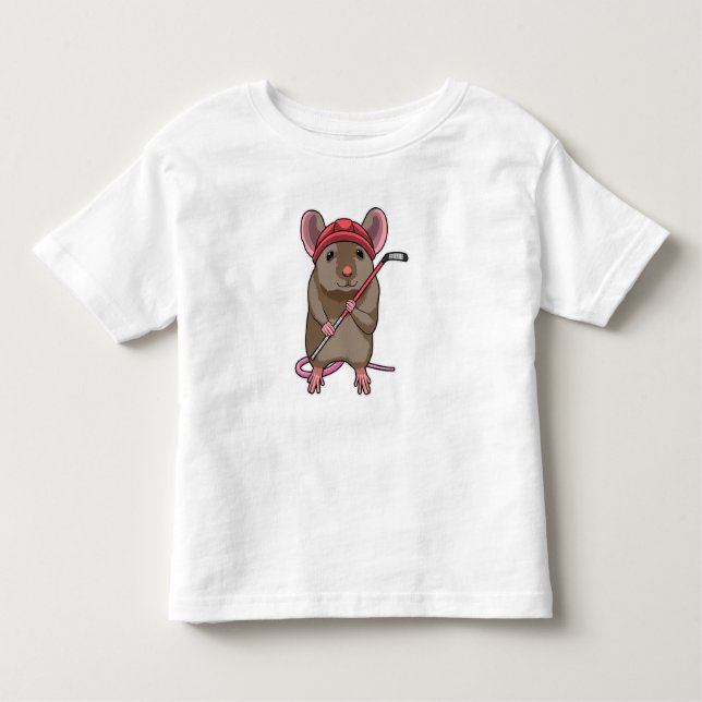 Mouse at Ice hockey with Ice hockey stick Toddler T-shirt (Front)