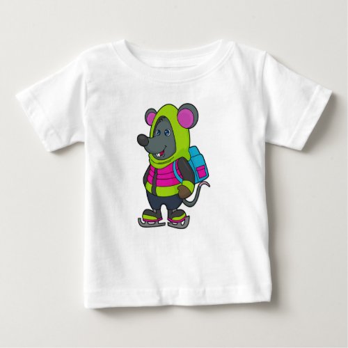 Mouse at Ice skating with Ice skates  Backpackpn Baby T_Shirt