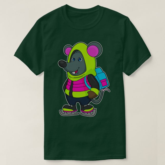 Mouse at Ice skating with Ice skates Backpack T-Shirt (Design Front)