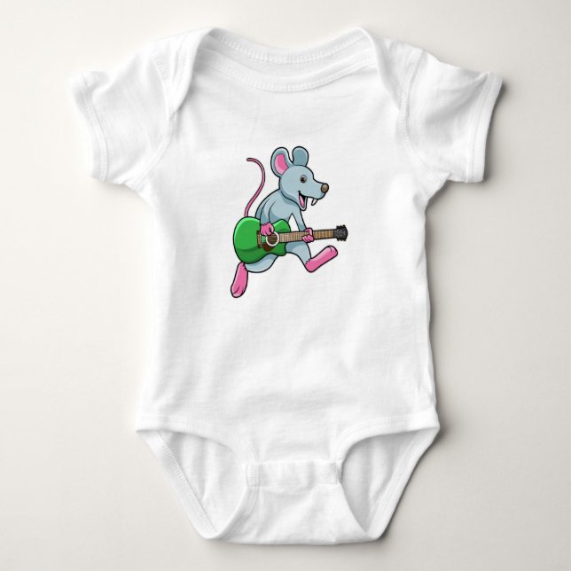 Mouse at Music with Guitar Baby Bodysuit (Front)