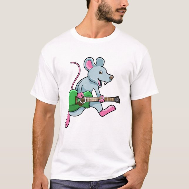 Mouse at Music with Guitar T-Shirt (Front)