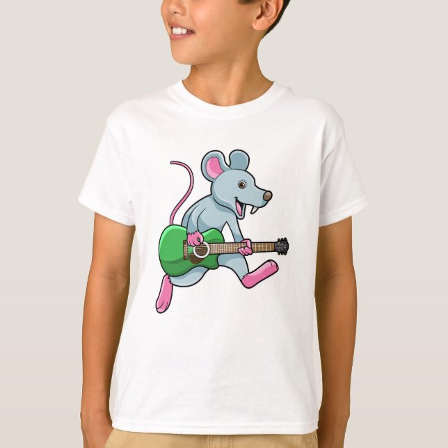 Mouse at Music with Guitar T-Shirt (Front)