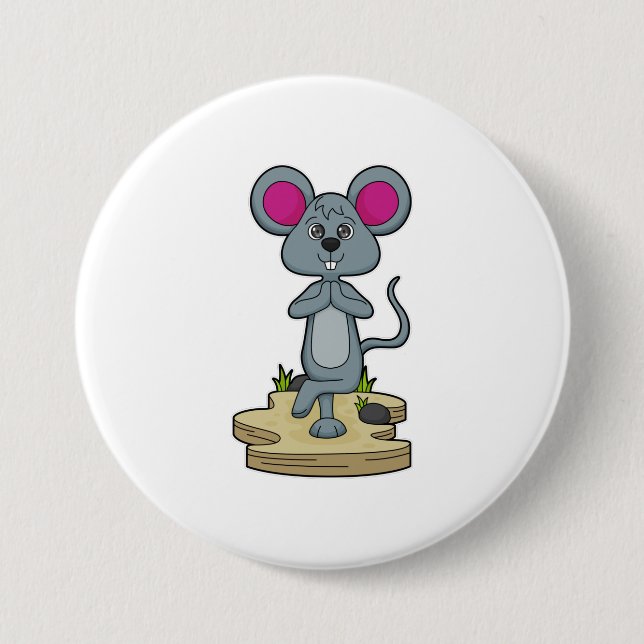 Mouse at Yoga Fitness Button (Front)