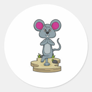 Mouse at Yoga Fitness Classic Round Sticker
