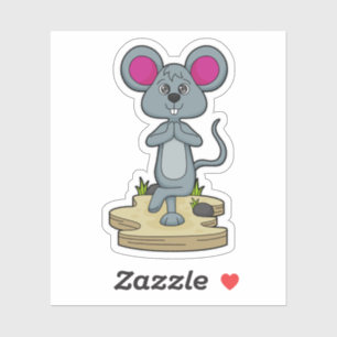 Mouse at Yoga Fitness Sticker