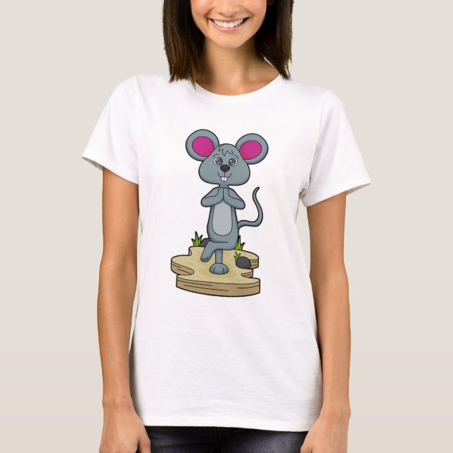 Mouse at Yoga Fitness T-Shirt (Front)