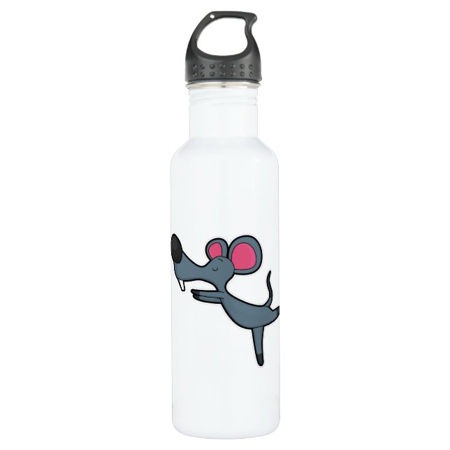 Mouse at Yoga Stretching exercise Stainless Steel Water Bottle (Front)