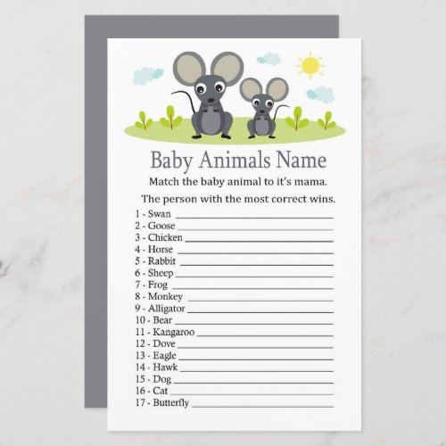 Mouse Baby Animals Name Game