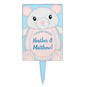 Mouse Baby Shower Blue Cake Topper