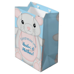 Mouse Baby Shower Blue Medium Gift Bag