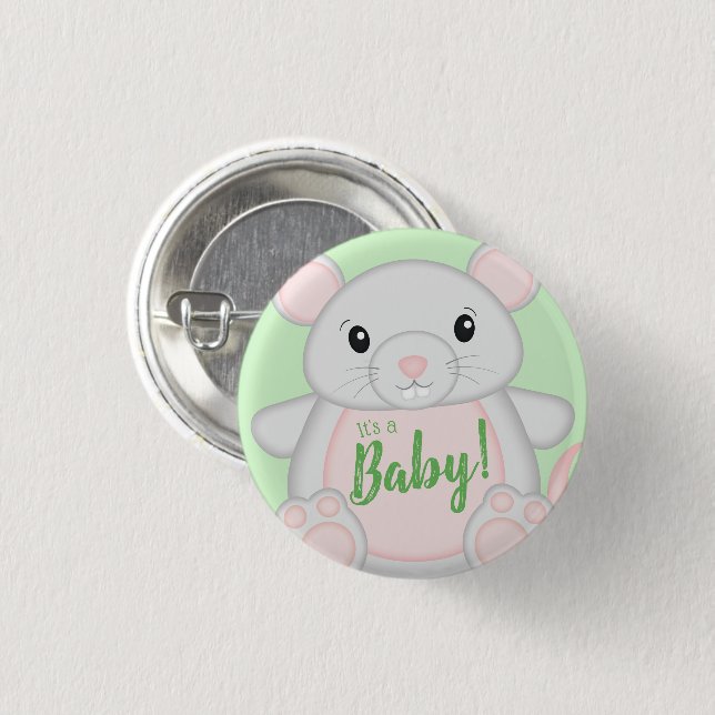 Mouse Baby Shower Button (Front & Back)