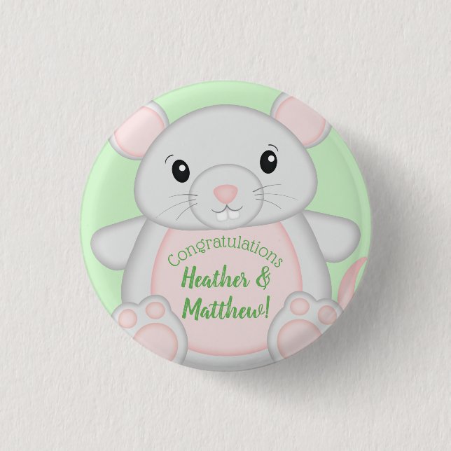 Mouse Baby Shower Button (Front)