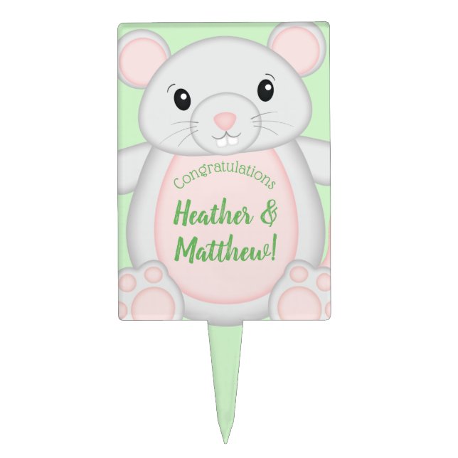 Mouse Baby Shower Cake Topper (Front)